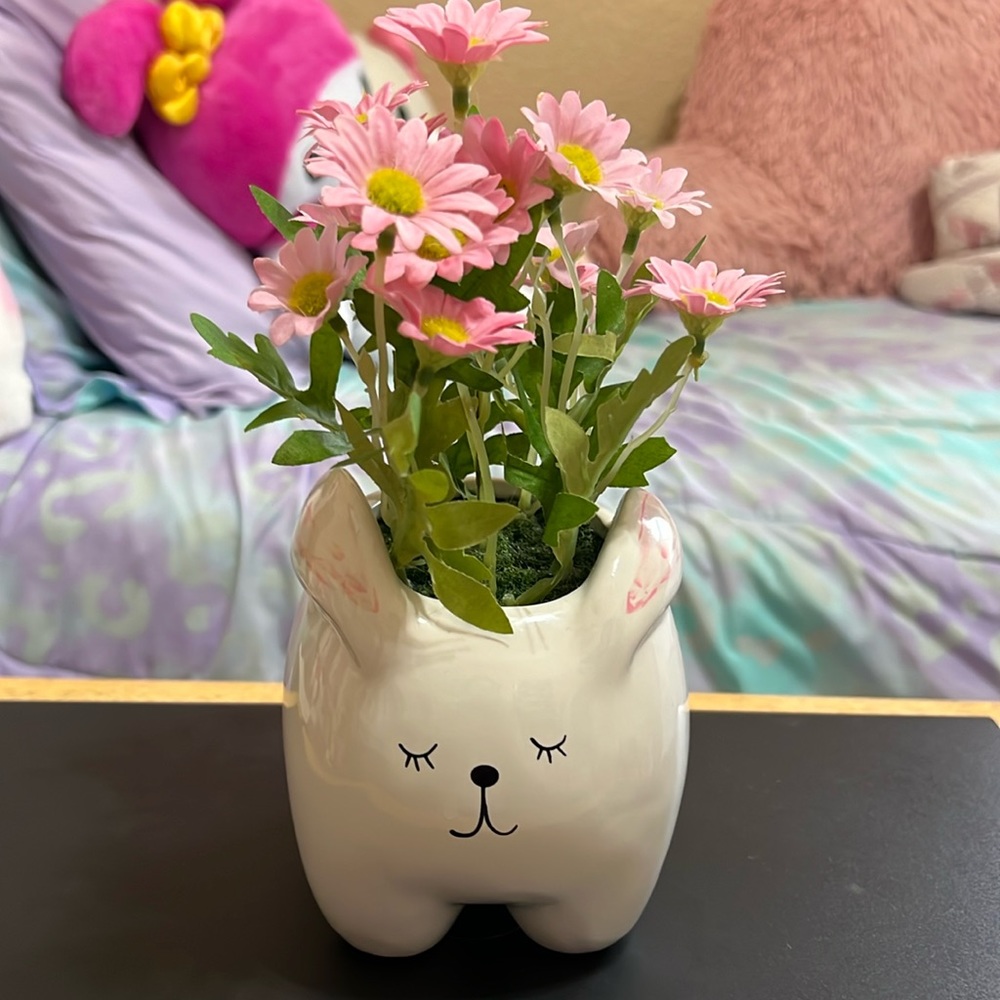 Coquette bunny pink flowers